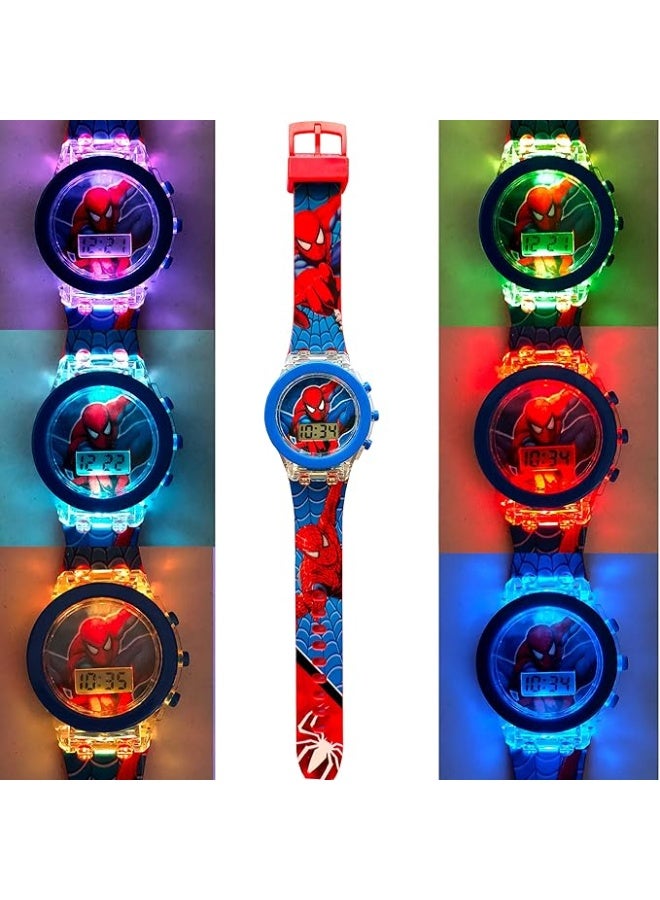 aeen Spider-Man 3D Cartoon LED Light Kids Watch for Girls & Boys – Multicolour Silicone Strap Analog Wrist Watch for Children - Image 5